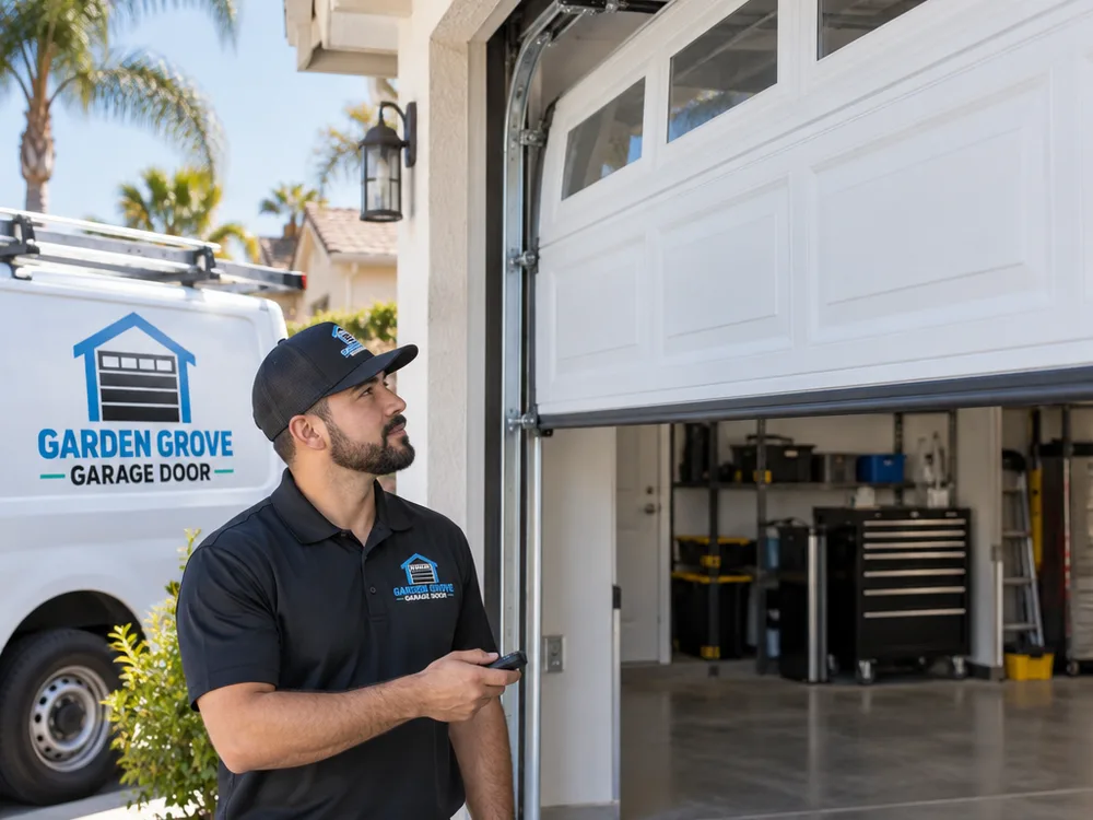 Garage door traveling smoothly through aligned tracks with even gaps on both sides
